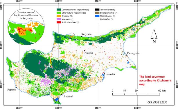The land cover/use according to Kitchener's map