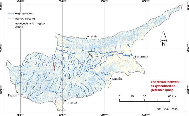 The stream network as symbolized on the [Kitchener] map