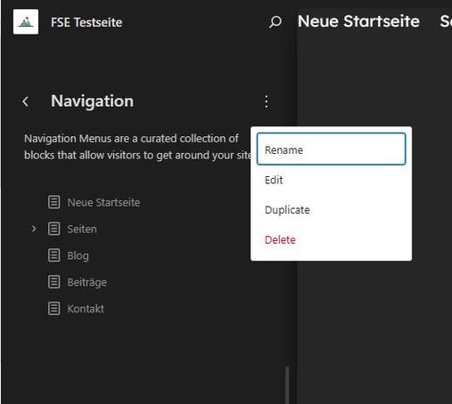 Erstellung bzw. Bearbeitung der Navigation