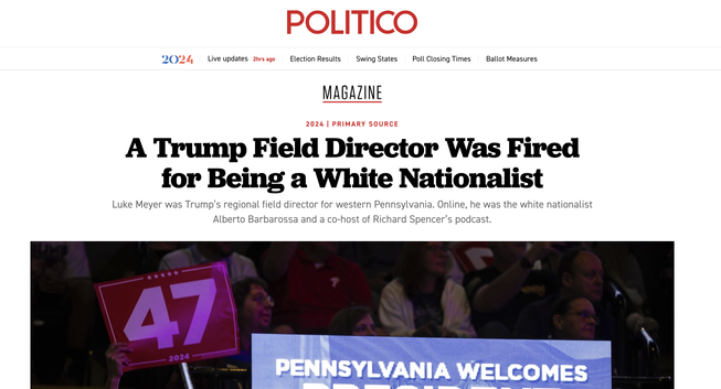 A Trump Field Director Was Fired for Being a White Nationalist