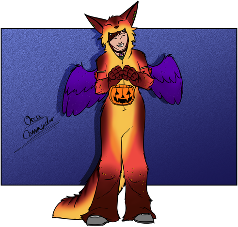 Amara after being tfed into human again, wearing her anthro self as a halloween costume