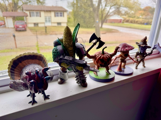 Thanksgiving Avengers: Gobbledygook, Colonel Corn, Pumpkinhead, Deathcap, Escrow