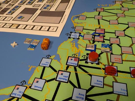 Playtest of the upcoming new edition of A House Divided board game.

Note: very early graphics