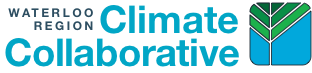 Waterloo Region Climate Collaborative (logo of a green fern-like leaf on a blue background)