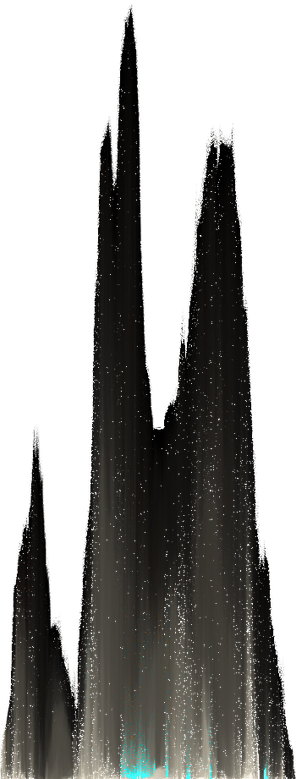 A pile of pixels. They are in a gradient from black to white, with a small amount of light blue at the bottom.