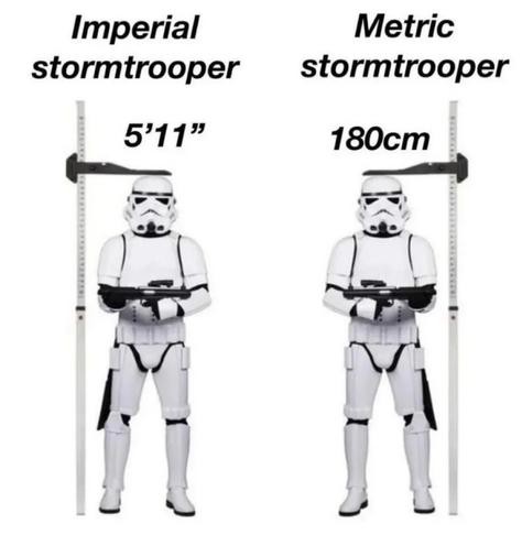 Umperial stormtrooper 5'11"

Metric stormtrooper 180 cm