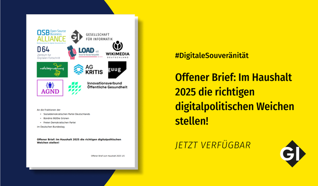 Die GI hat einen offenen Brief zum Bundeshaushalt 2025 unterschrieben. Kernforderung: Mehr Mittel für Open Source statt proprietäre Software!