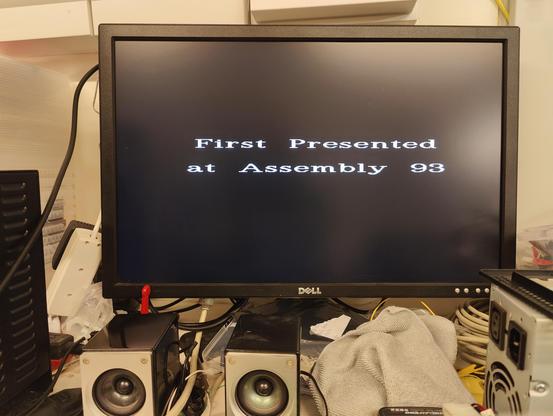 Early screen from the Second Reality demo: "First presented at Assembly '93"