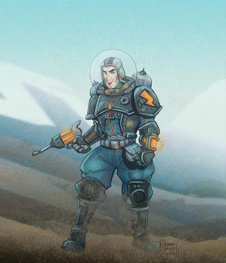 a space explorer in a retroscifi style