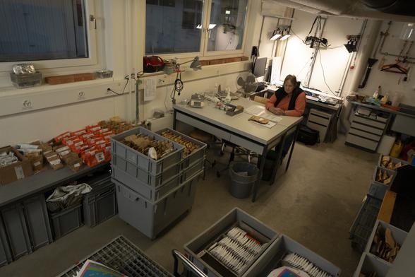 Brigitta in the seed preparation room.