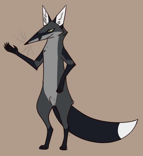 A standing feral fox wth a pointy snout. Digitally drawn.