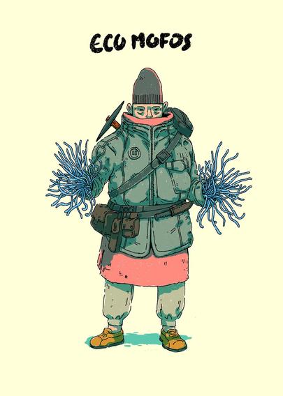 A futuristic explorer with tendrils for hands