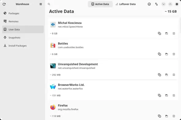 Warehouse. Active application data
