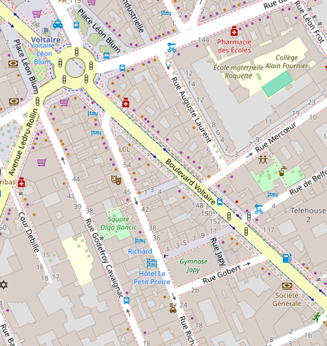 La carte openstreetmap indiquant l'emplacement du gymnase Japy

- https://www.openstreetmap.org/#map=19/48.855743/2.383081