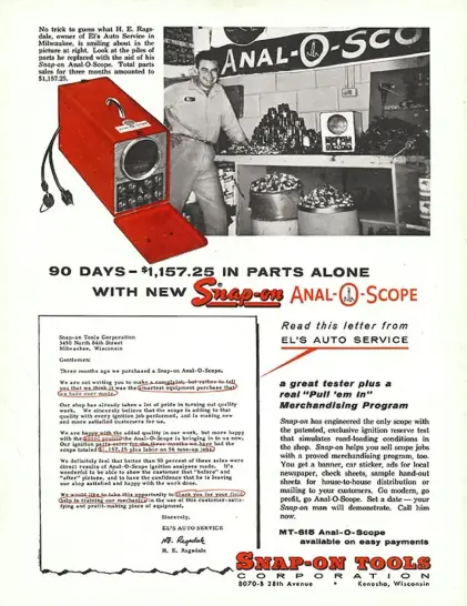 Workshop guy poses with his Anal-o-Scope. It's a box with wires, nobs, and a small round video screen.