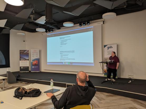 Carolina Nymark on the stage of the Rome Core Days 2024 during her presentation about Twenty Twenty-five