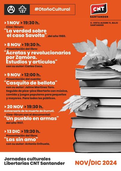 Toda la información en este enlace
https://cantabria.cnt.es/otono-cultural-en-cnt-santander/