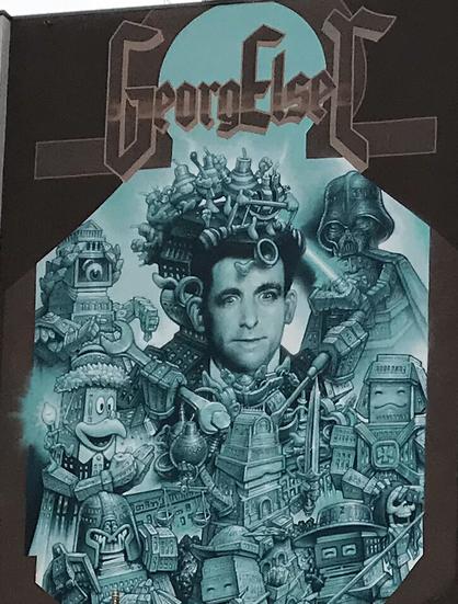 Closeup of the Loomit graffito honoring Georg Elser in Bayerstraße.