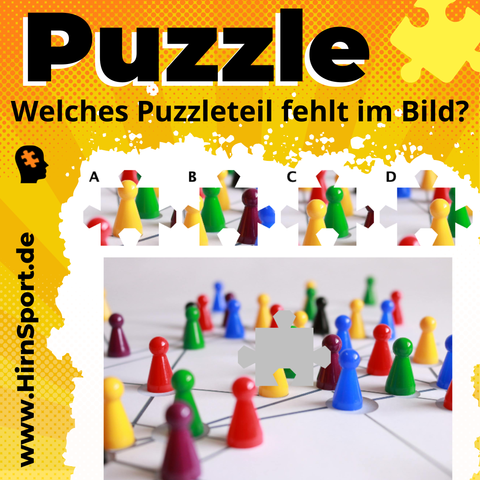 Welches Puzzleteil 🧩 (A,B,C,D) fehlt im Bild?