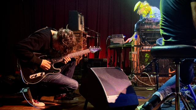 The band LaMP (Russ Lawton, Scott Metzger & Ray Paczkowski) playing at the Ardmore Music Hall in Ardmore PA on Friday November 8, 2024.