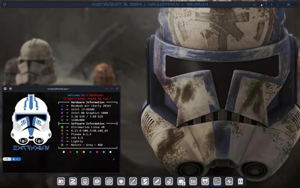 Ultramarine Linux KDE desktop featuring Ahsoka