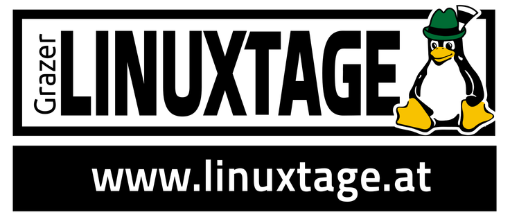 Logo der Grazer Linuxtage mit Wortmarke und Tux