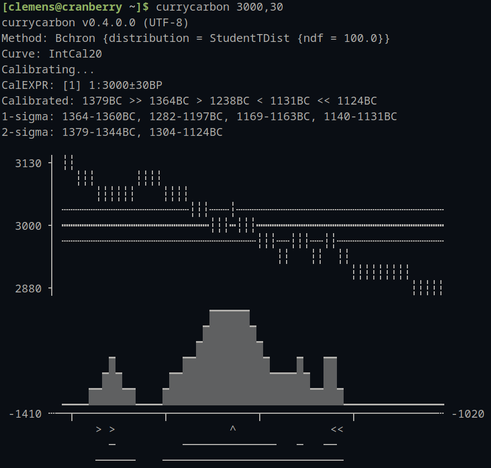 Screenshot of currycarbon's command line output
