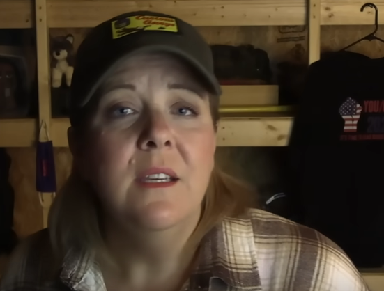 Beau's wife Belle speaking to us in Beau's shed