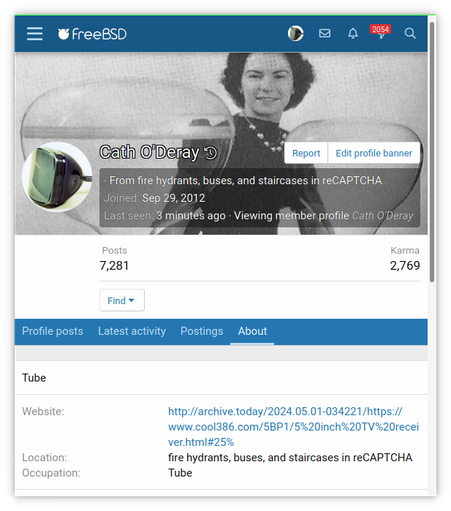Screenshot: Cath O'Deray. Occupation: Tube.