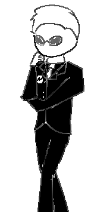 a drawing a dave strider doing the "what do you want" pose from elden ring