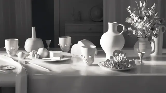 This is the same view as before but rendered with only white textures, as they are mostly seen while working in Blender.