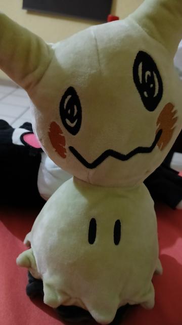 Es una foto de un mimikyu de peluche listo para aterrorizar a los demás