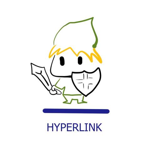 Link del Zelda dibujado sencillisimo con una linea azul abajo y un texto que pone Hyperlink