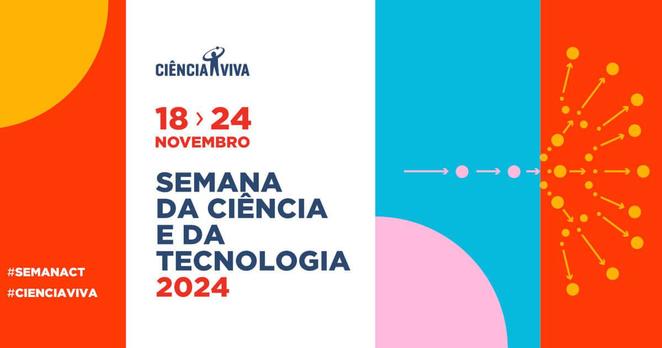Faixa ilustrativa da Semana da Ciência e Tecnologia 2024 promovida pela agência Ciência Viva. De 18 a 24 de Novembro de 2024.