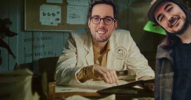 Die Ex-AreaGames-Redakteure Brobert & Daniel Pook vom Podcast "Das Letzte Level" als Figuren im Remedy-Videospiel "Alan Wake II".