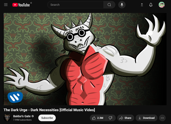the durge performing "dark necessities" on youtube with funny glasses on