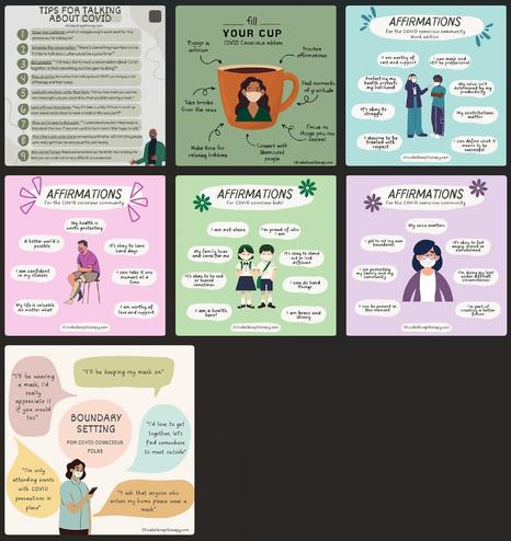 Screenshot of Olivia's latest Covid resources.