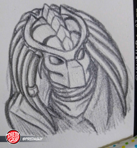 Portrait sketch of my Yautja OC, Kashyll.
