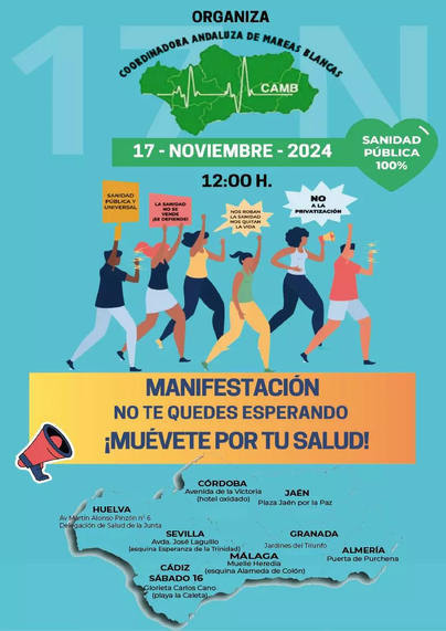 Cartel de la convocatoria de manifestación el día 17 de noviembre a las 12:00.