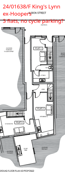excerpt of plans showing the ground floor with no cycle storage/parking