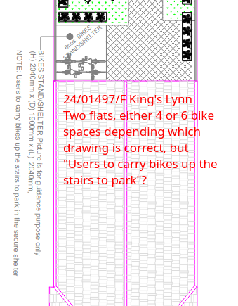 annotated except of the plan showing the bike store... on the first floor