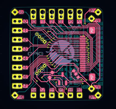 Kicad PCB editor screenshot of the front copper layer