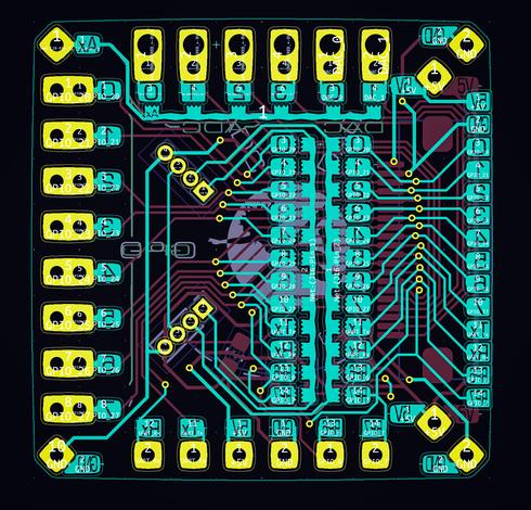 Kicad PCB editor screenshot of the back copper layer