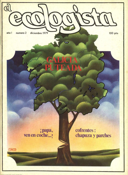 Portada do número dous da revista el Ecologista de decembro de 1979 titulada Galicia Puteada