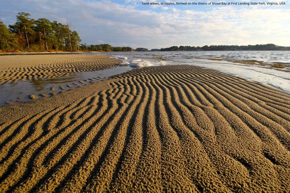 photo - sand waves / ripples formed on the shores of Broad Bay at First Landing State Park, Virginia, USA