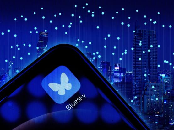 graphic - BlueSky app on a phone