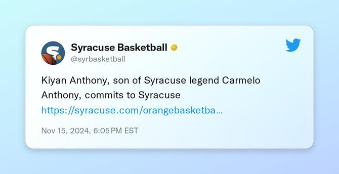Kiyan Anthony, son of Syracuse legend Carmelo Anthony, commits to Syracuse https://t.co/H9RBcJOIEC