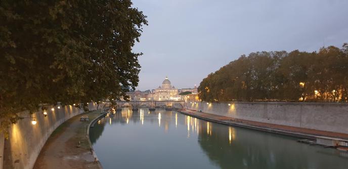 View across the Tiber to St Peter's Basilica