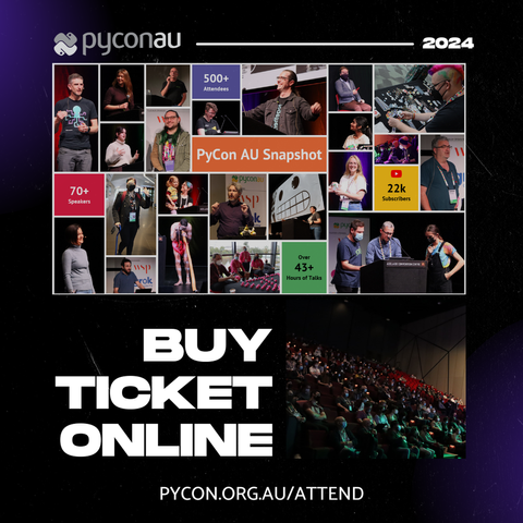 PyConAU 2024 buy ticket online pycon.org.au/attend