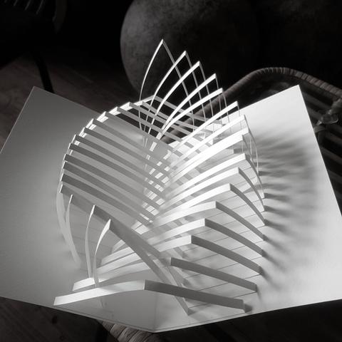 Carte kirgami popup à lamelles courbes